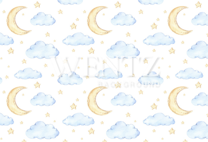 Fabric Photography Background Moon and Clouds / Backdrop 1430