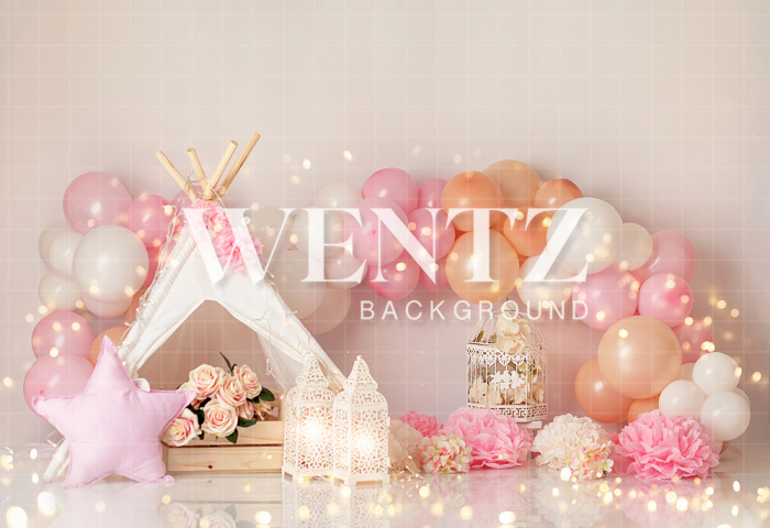 Fabric Photography Background Scenarios White Golden Balloon / Backdrop 1780