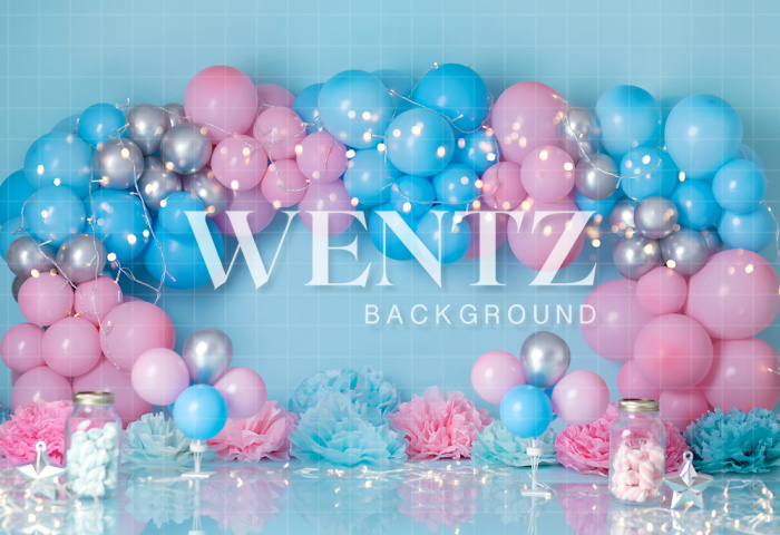 Fabric Photography Background Scenarios Blue and Pink Balloon / Backdrop 1785