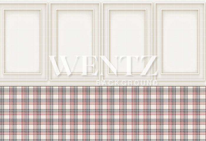 Fabric Photography Background Boiserie and Plaid Wall / Backdrop 1934