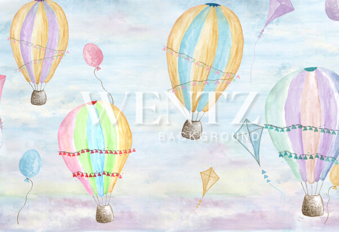 Fabric Photography Background Summer Sky Balloon / Backdrop 1999