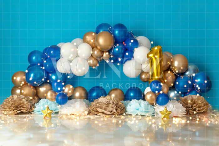 Fabric Photography Background Scenarios Blue Golden Balloon Newborn / Backdrop 2022