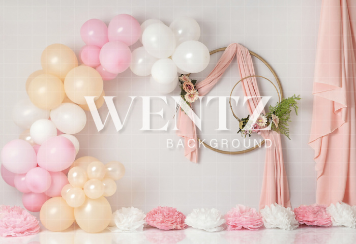 Fabric Photography Background Scenarios Rose Balloon and Flower Circles Newborn / Backdrop 2033