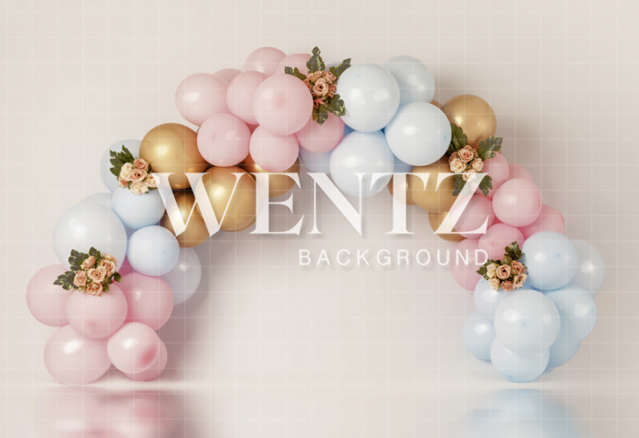 Fabric Photography Background Scenarios Pink Blue and Gold Balloon / Backdrop 2096