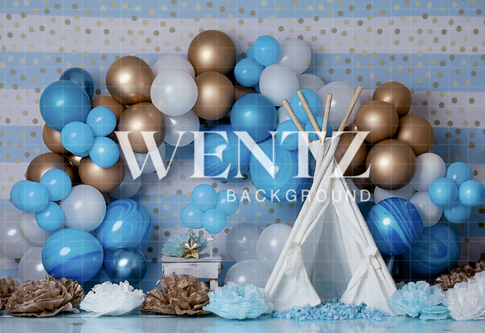 Fabric Photography Background Scenarios Blue Balloon / Backdrop 2126