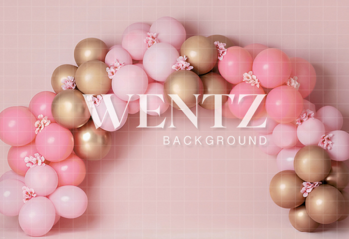 Fabric Photography Background Scenarios Pink and Gold Balloon / Backdrop 2127