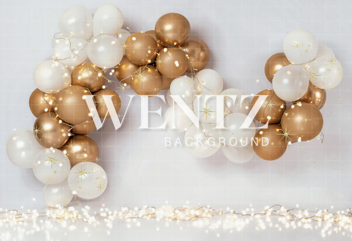 Fabric Photography Background Scenarios White and Gold Balloon / Backdrop 2128