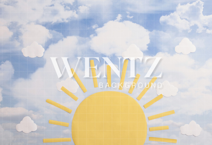 Fabric Photography Background Sun with Clouds / Backdrop 2131