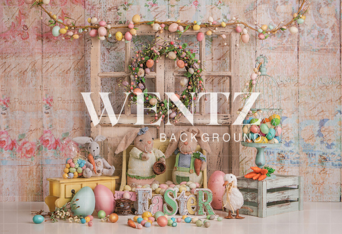 Fabric Photography Background Easter Candy with Door / Backdrop 2413