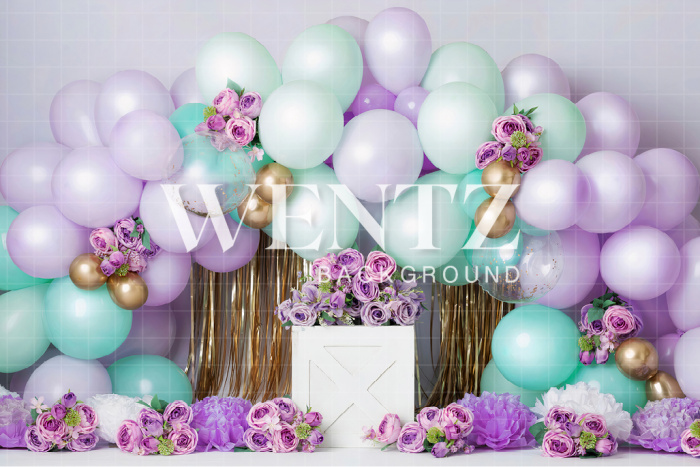 Fabric Photography Background Cake Smash Lilac and Green / Backdrop 2430