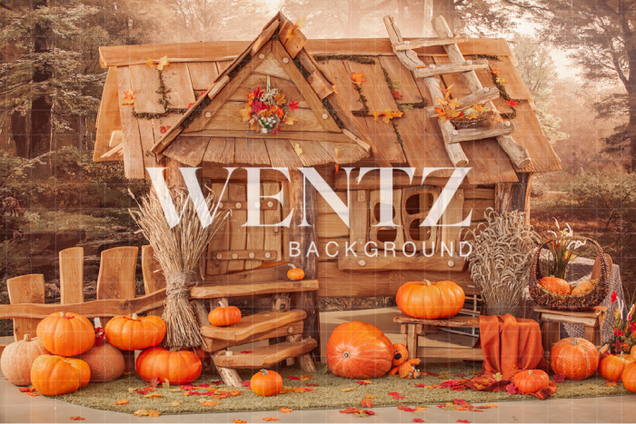 Fabric Photography Background Autumn Hut / Backdrop 2436