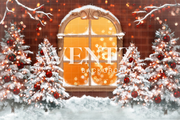 Fabric Photography Background Christmas Window / Backdrop 2467