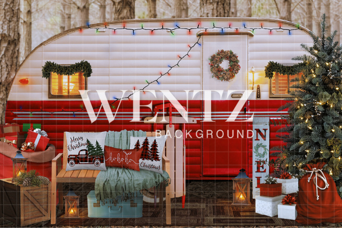 Fabric Photography Background Christmas Caravan / Backdrop 2469