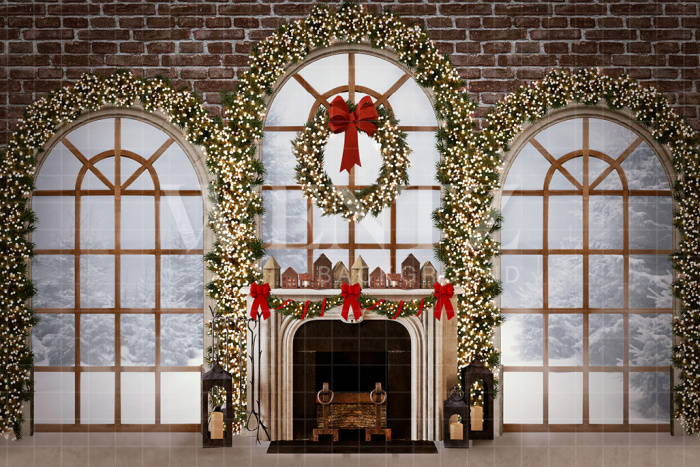 Fabric Photography Background Christmas Living Room / 2480