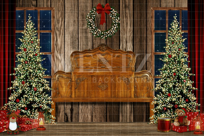 Fabric Photography Background Christmas Headboard / Backdrop 2497