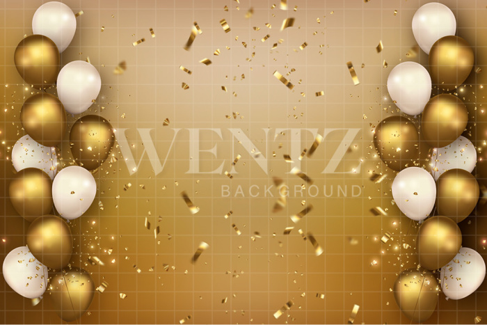 Fabric Photography Background New Year Golden Balloon / Backdrop 2546