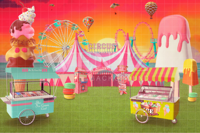 Fabric Photography Background Summer Circus / Backdrop 2551