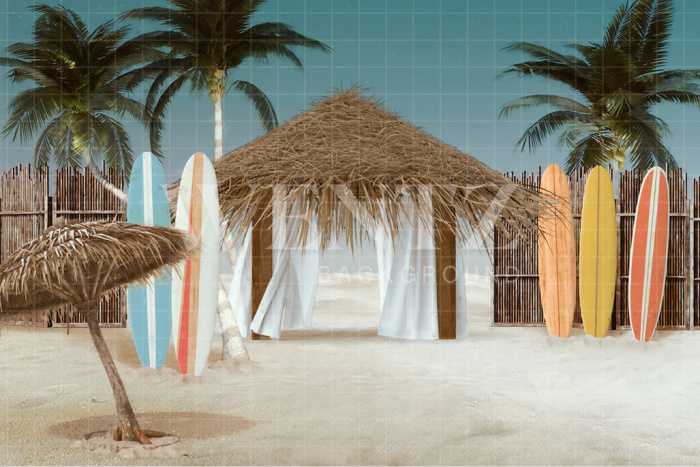 Fabric Photography Background Summer at the Beach / Backdrop 2555