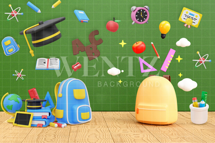 Fabric Photography Background Back to School ABC / Backdrop 2560