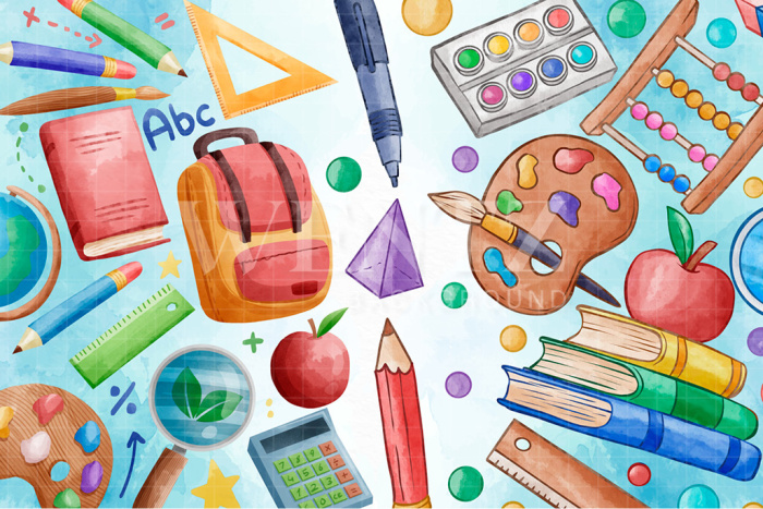 Fabric Photography Background Back to School ABC / Backdrop 2563