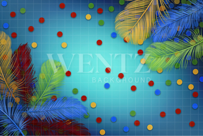 Fabric Photography Background Carnival Feathers / Backdrop 2569