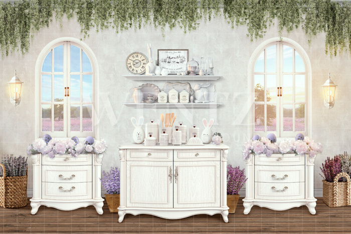 Fabric Photography Background Easter Kitchen / Backdrop 2589