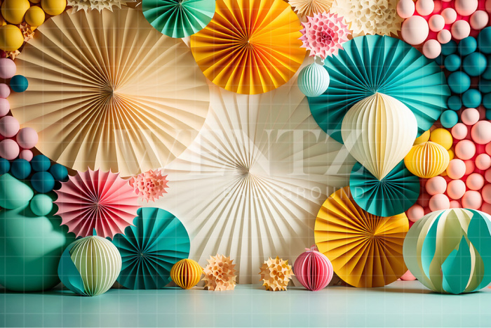 Fabric Photography Background Colorful Scenery with Balloons / Backdrop 2671