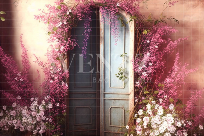 Fabric Photography Background Scenery with Flower Door / Backdrop 2812