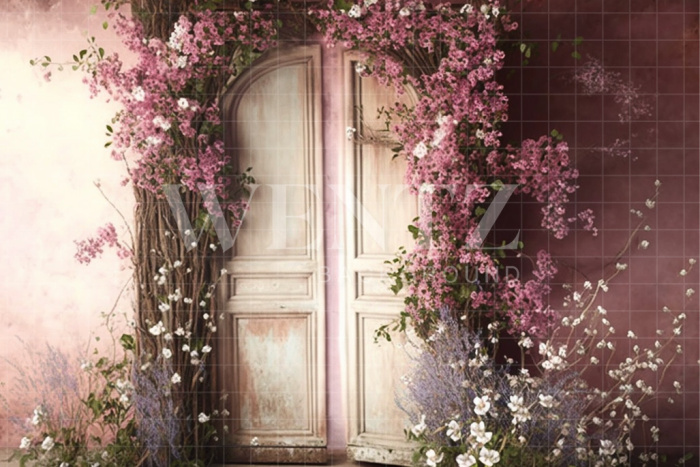 Fabric Photography Background Set Flowery Door / Backdrop 2816