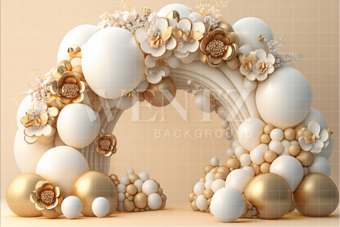 Fabric Photography Background Cake Smash White and Gold / Backdrop 2902