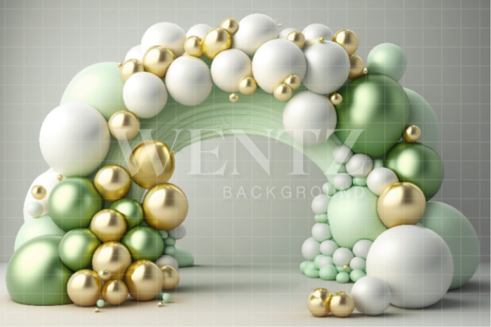 Fabric Photography Background Cake Smash Green and Gold / Backdrop 2903