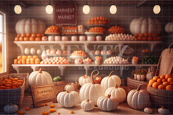 Fabric Photography Background Fall Grocery Store / Backdrop 2921