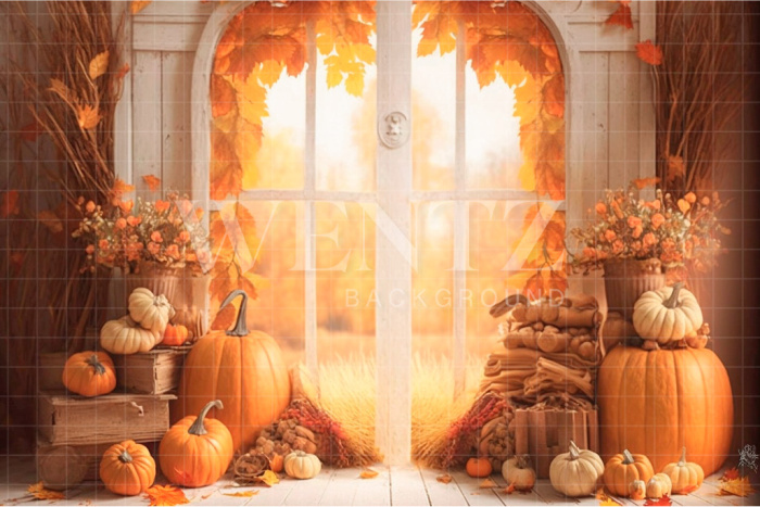 Fabric Photography Background Fall Scenery with Window / Backdrop 2927