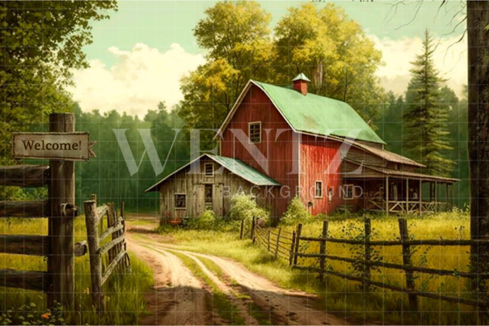 Fabric Photography Background Road to Farm / Backdrop 2950