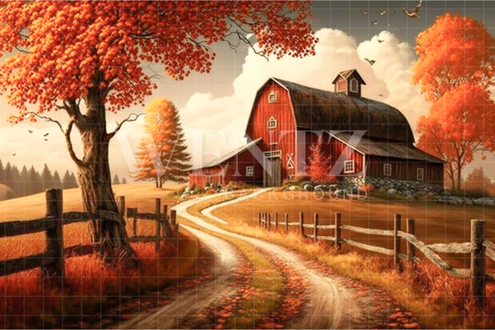 Fabric Photography Background Road to Barn / Backdrop 2953