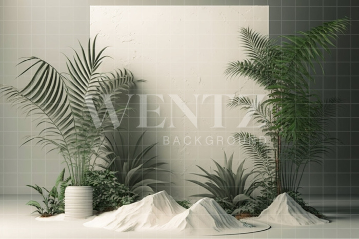 Fabric Photography Background Nature White Scenery with Plants / Backdrop 2965