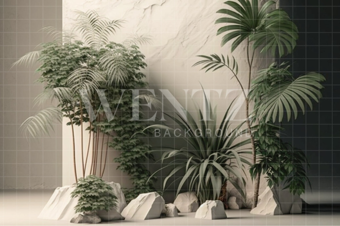 Fabric Photography Background Nature White Scenery with Plants / Backdrop 2966