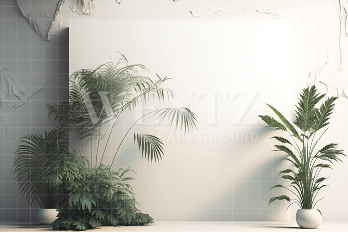 Fabric Photography Background Nature White Scenery with Plants / Backdrop 2969