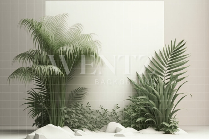 Fabric Photography Background Nature White Scenery with Plants / Backdrop 2970