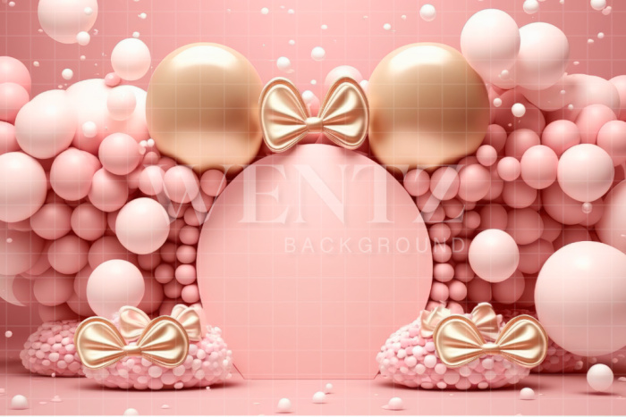 Fabric Photography Background Cake Smash Pink with Bows / Backdrop 2985