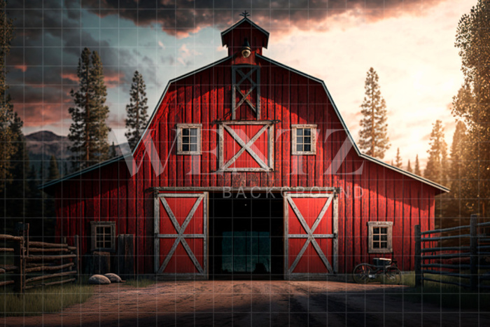 Fabric Photography Background Fall Barn / Backdrop 2986