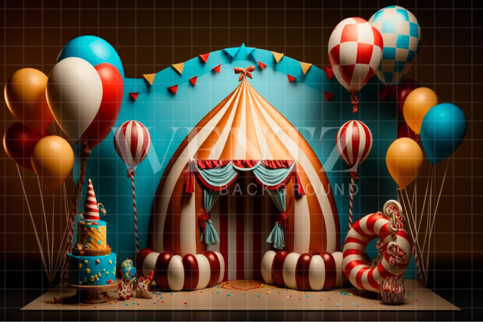 Fabric Photography Background Circus with Balloons / Backdrop 2988