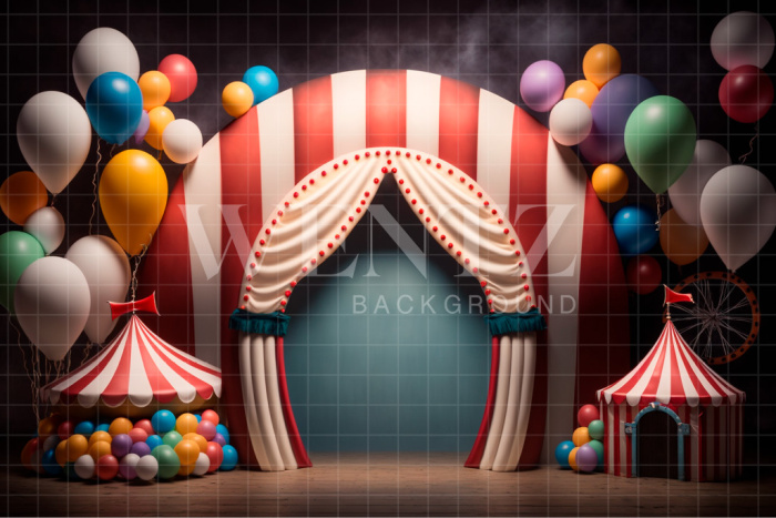 Fabric Photography Background Circus with Balloons / Backdrop 2989