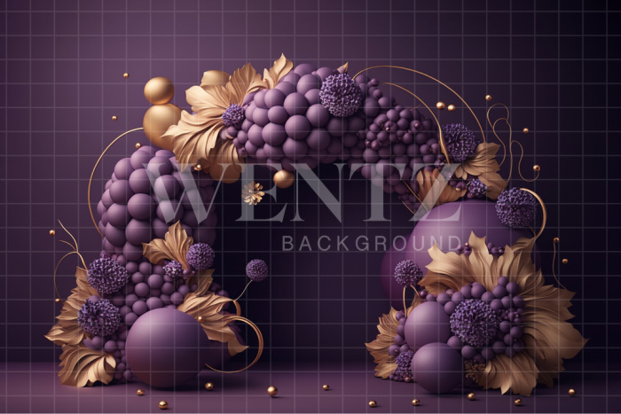 Fabric Photography Background Cake Smash Purple and Gold / Backdrop 3012