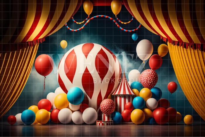 Fabric Photography Background Cake Smash Circus with Balloons / Backdrop 3013