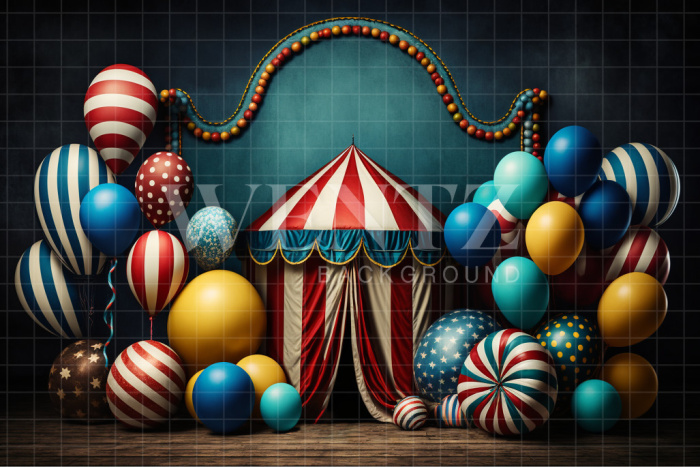 Fabric Photography Background Cake Smash Circus with Balloons / Backdrop 3014