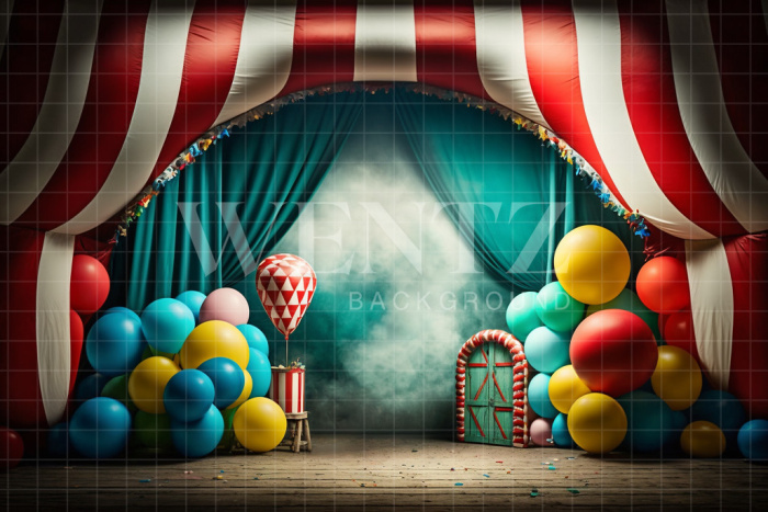 Fabric Photography Background Cake Smash Circus with Balloons / Backdrop 3015