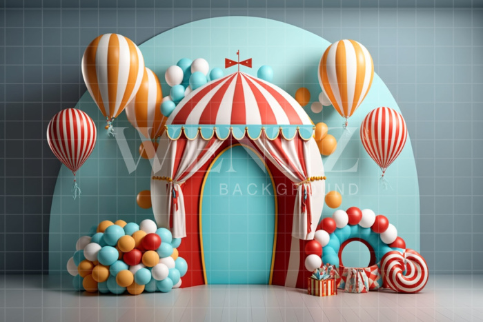 Fabric Photography Background Cake Smash Circus with Balloons / Backdrop 3016