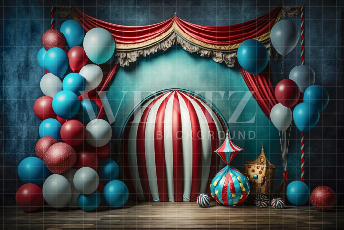 Fabric Photography Background Cake Smash Circus with Balloons / Backdrop 3017