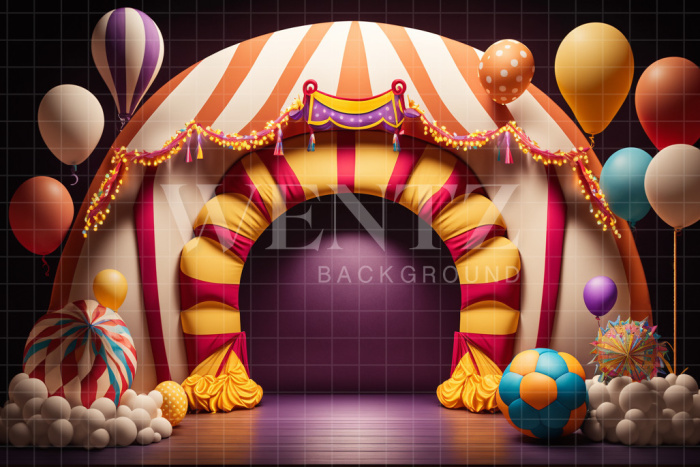 Fabric Photography Background Cake Smash Circus with Balloons / Backdrop 3018